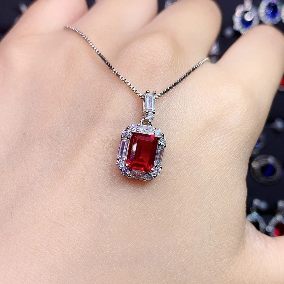 吊坠(赠链)银S925镶嵌红宝石