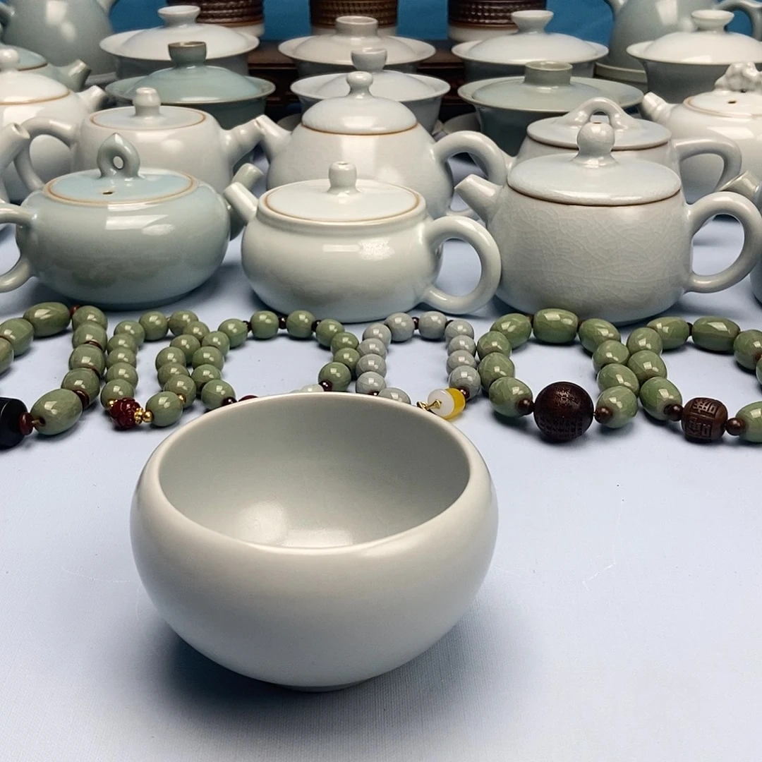 杯仿古月白鸡心碗杯原矿原釉原产地