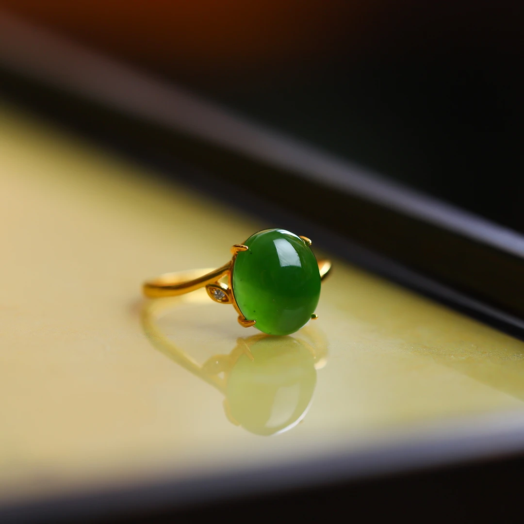 碧玉镶嵌女款时尚气质开口设计简约指环11*9