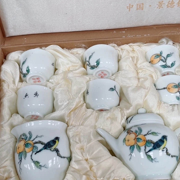 青花玲珑花鸟套组