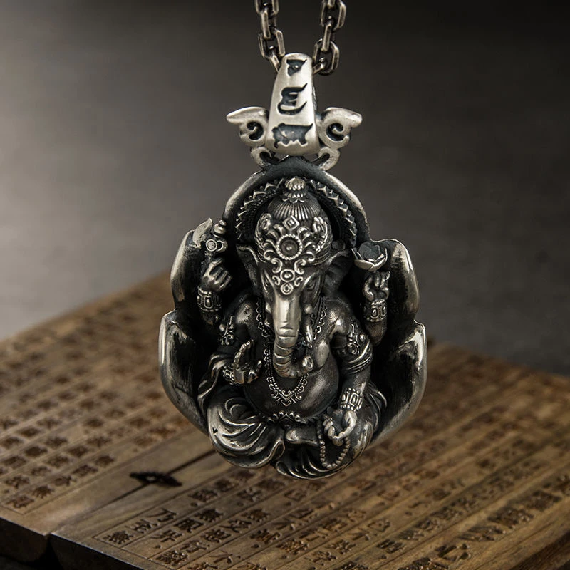铜合金项链 泰式镀银佛像吊坠吉象佛牌吊坠士个性复古个性项链
