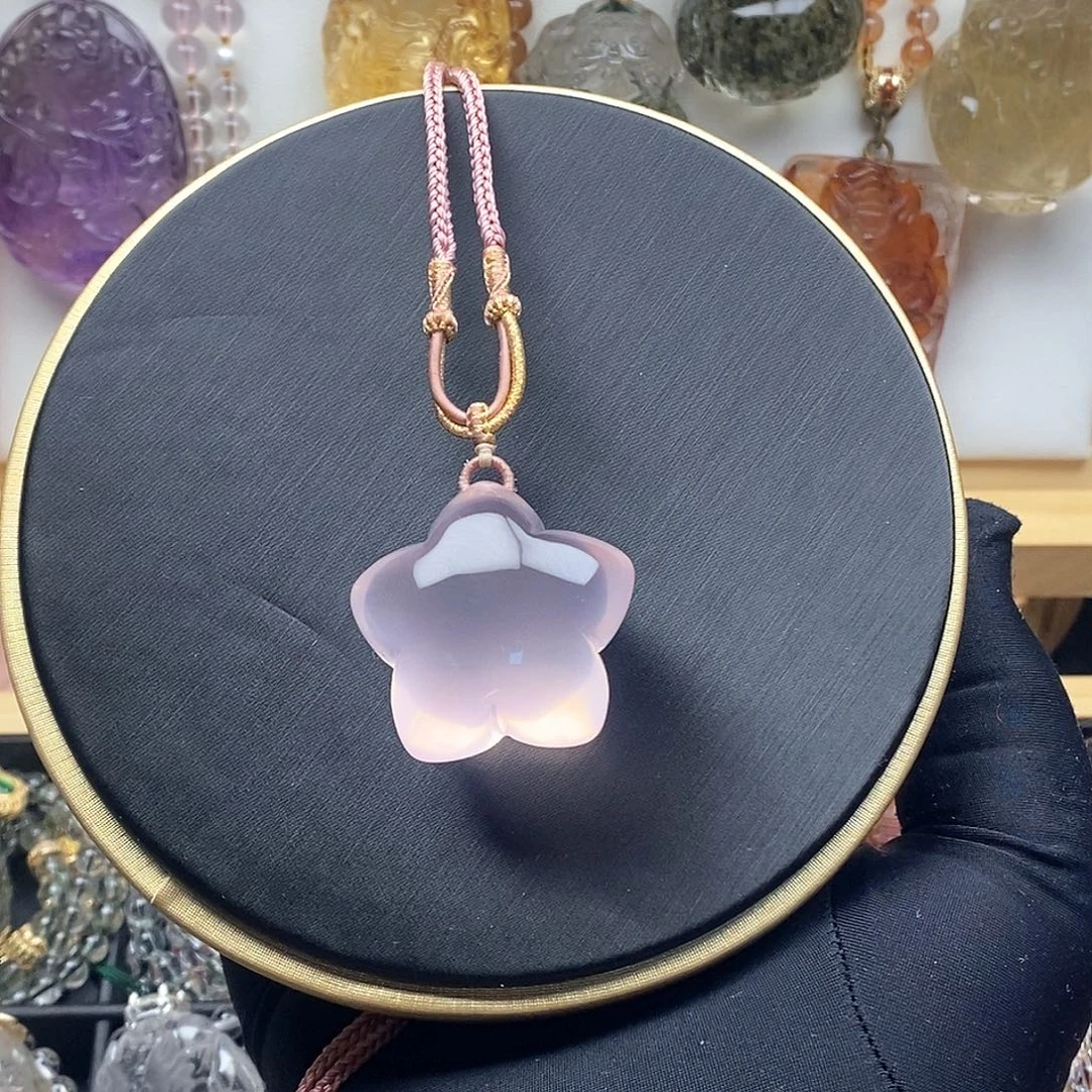 水晶未镶嵌颈饰粉水晶星星