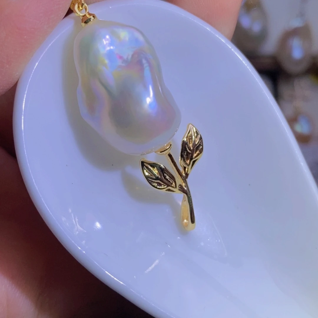 银S925镶嵌淡水珍珠天然淡水珍珠