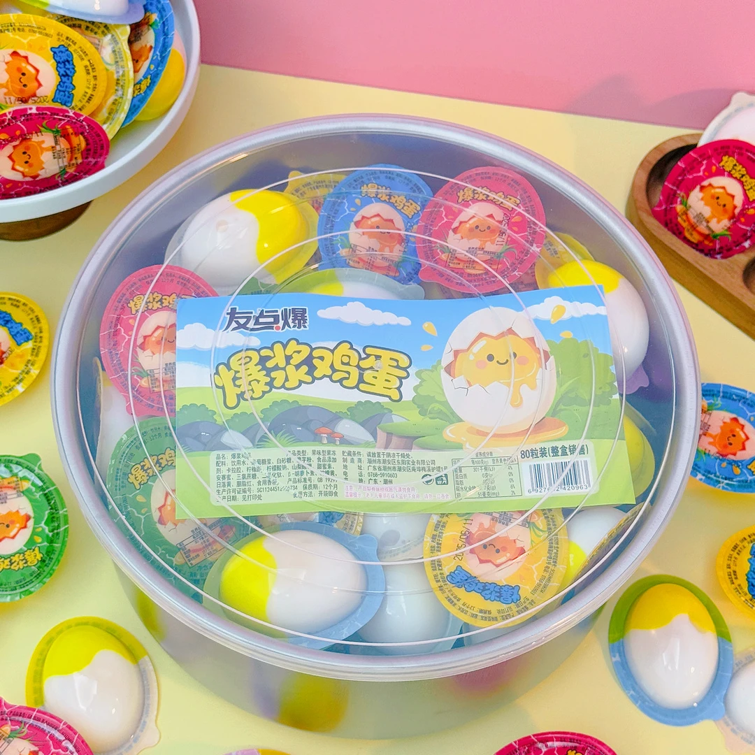 M爆浆鸡蛋布丁水果味果冻儿童夹心解馋零食水果休闲