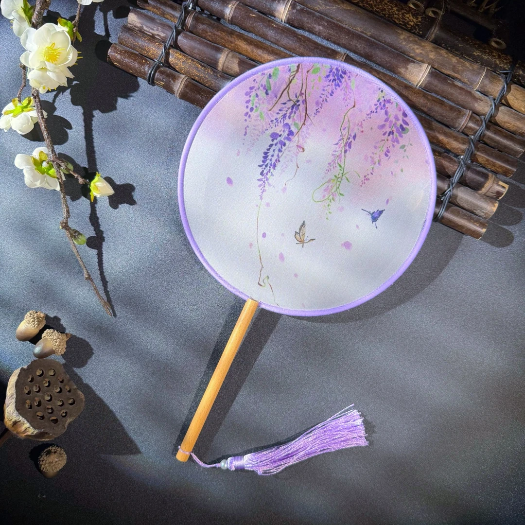 直播间福利款半透明丝绢团扇037