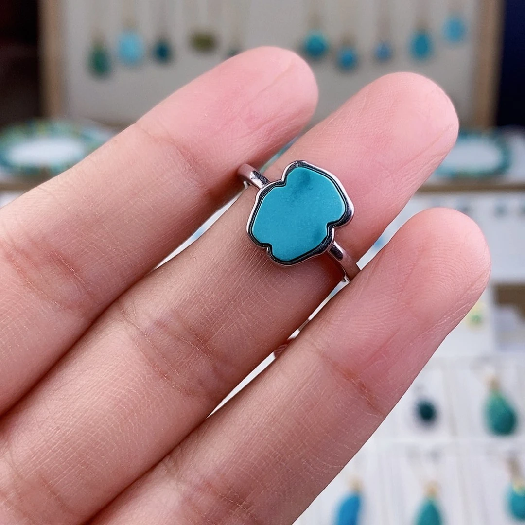 绿松石银S925镶嵌戒指