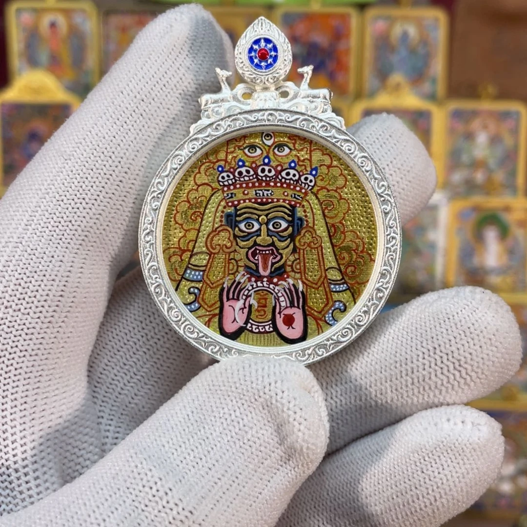 吊坠玄烨精品3.5纯手绘金唐扎基拉姆随身唐卡
