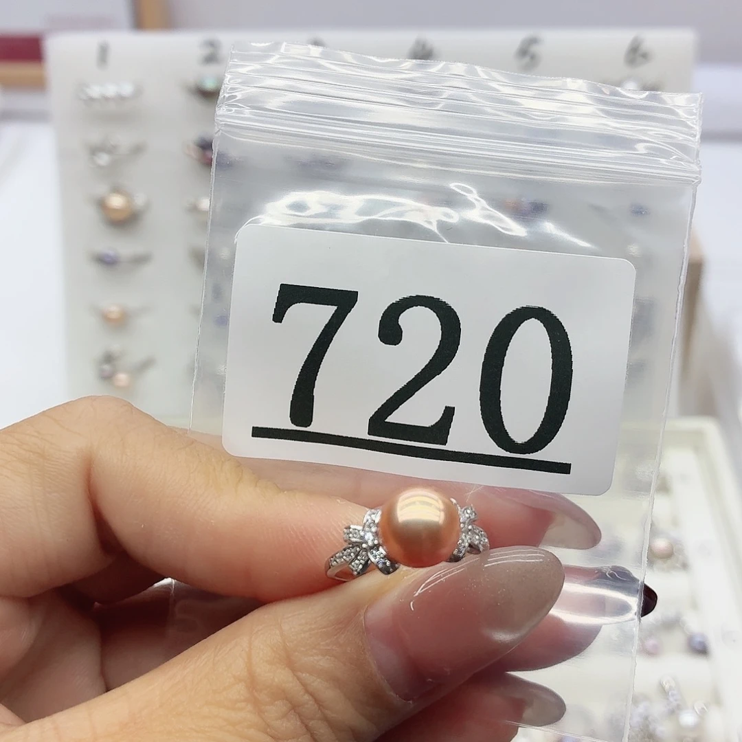 暖***槟银S925镶嵌珠宝奇石淡水珍珠720拍2发1