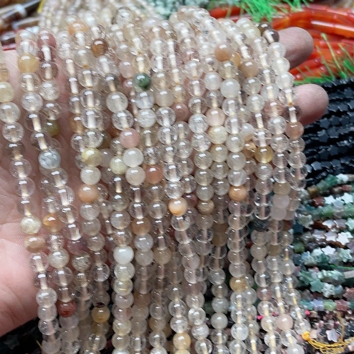 玛瑙/玉髓珠宝半成品未镶嵌一条6mm彩兔毛