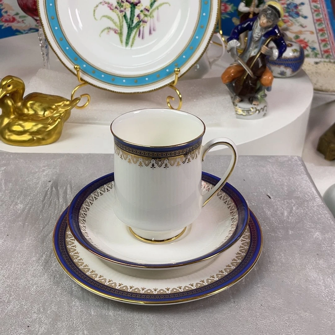 瓷片欧瓷咖啡杯水晶杯摆件