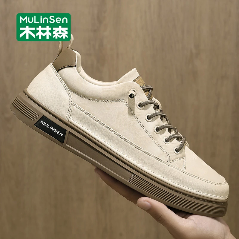 木林森男士小白鞋2025新款秋季休闲板鞋百搭运动厚底防滑增高潮鞋