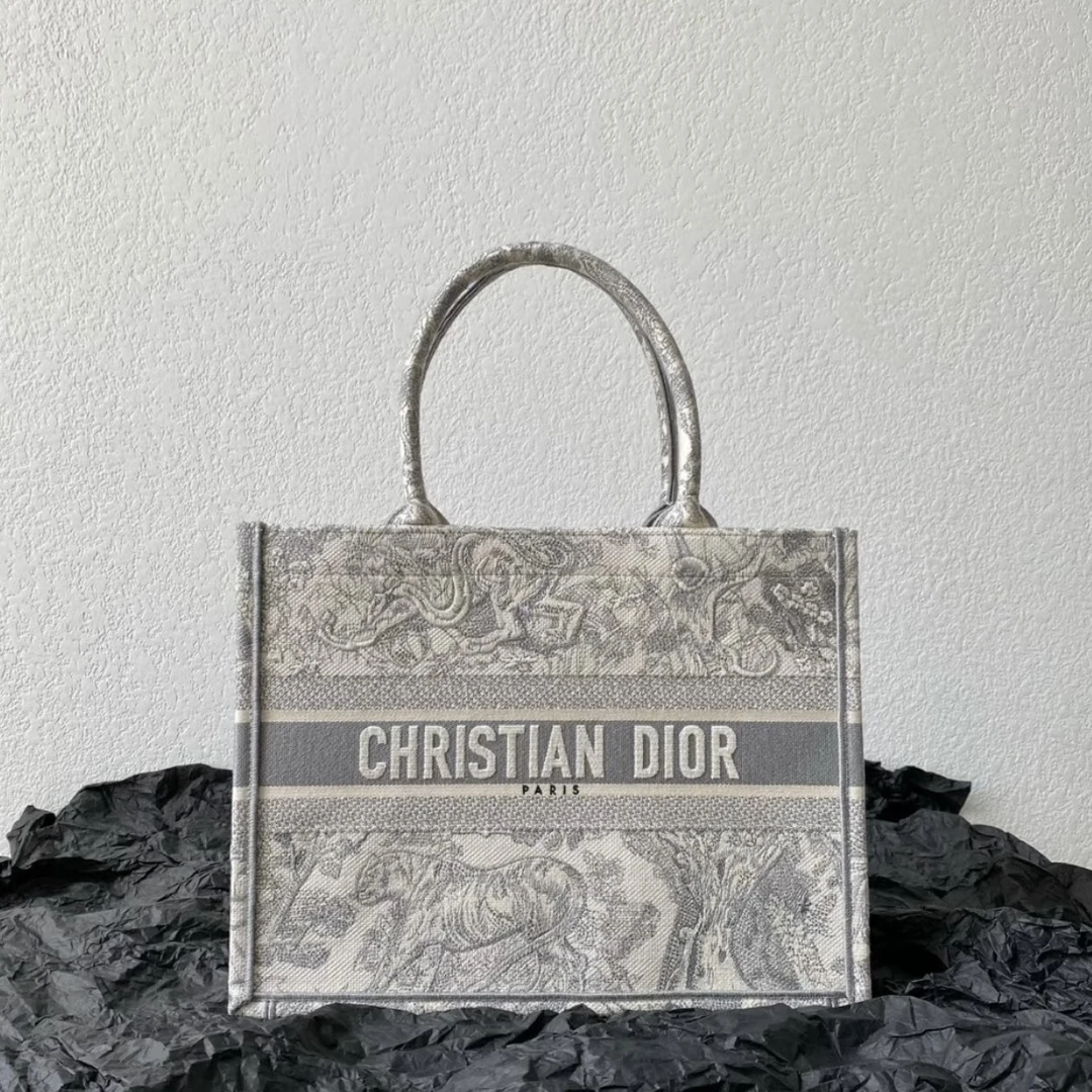95新 DIOR/迪奥 Dior灰色动物园中号托特包 25050033-04