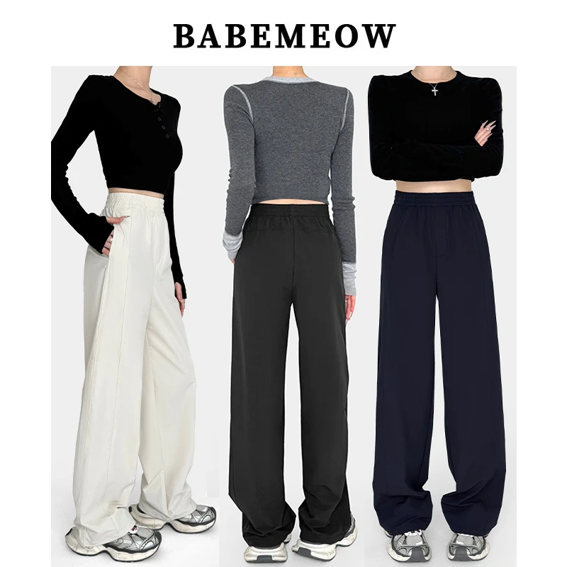 Babemeow冲锋软壳裤女/秋冬松紧腰透气休闲裤加绒防风防雨登山裤