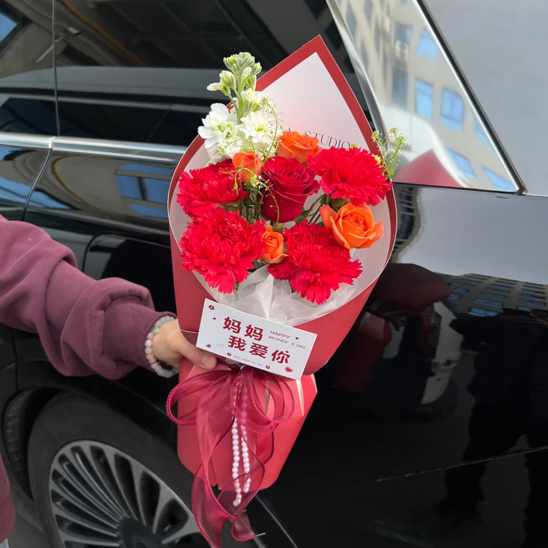 【绿萝】新款美伢一体式定型片尖角双面防水加厚包装纸花店花艺资材