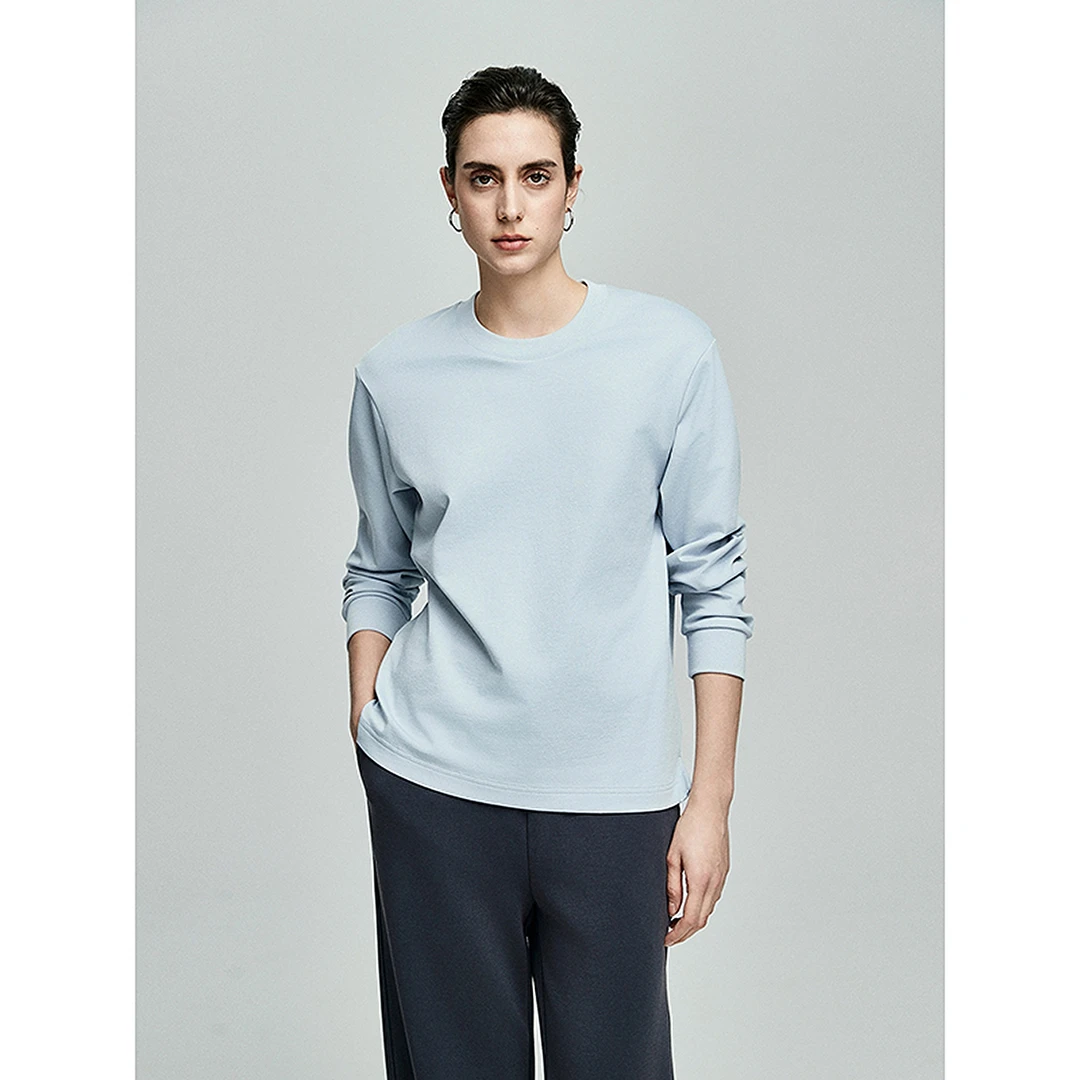 初棉【上新】Coolmax大师系列克夫袖男友风卫衣式T恤356601029