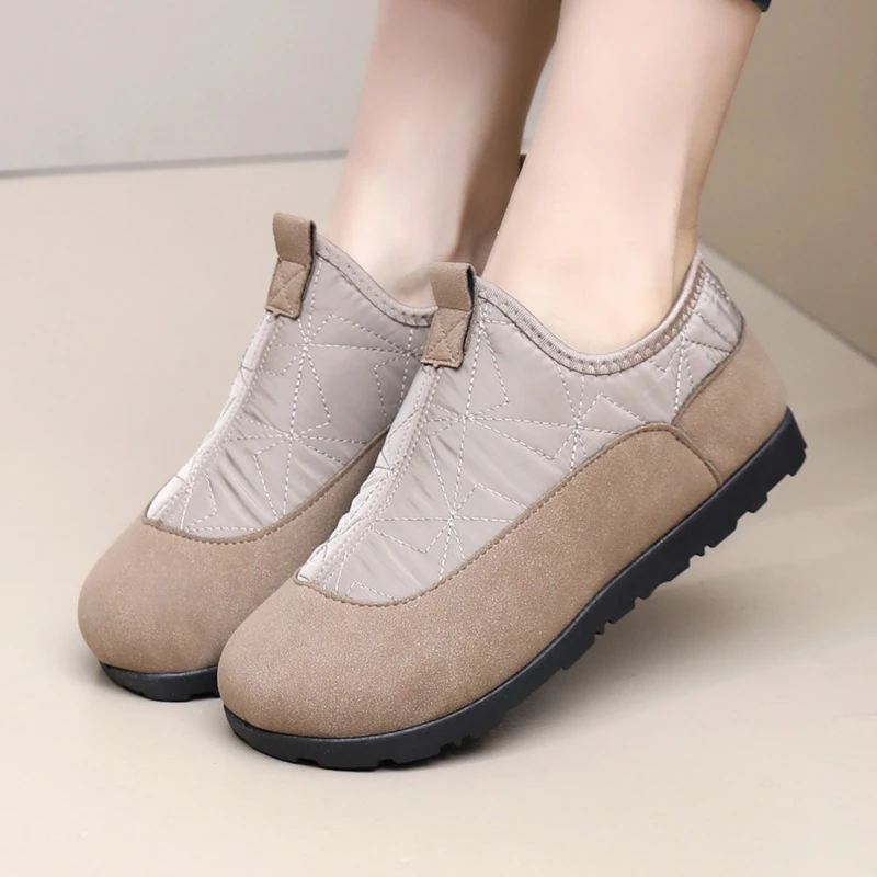 老北京布鞋女棉鞋冬季一脚蹬妈妈鞋子软底时尚雪地靴防滑百搭短靴