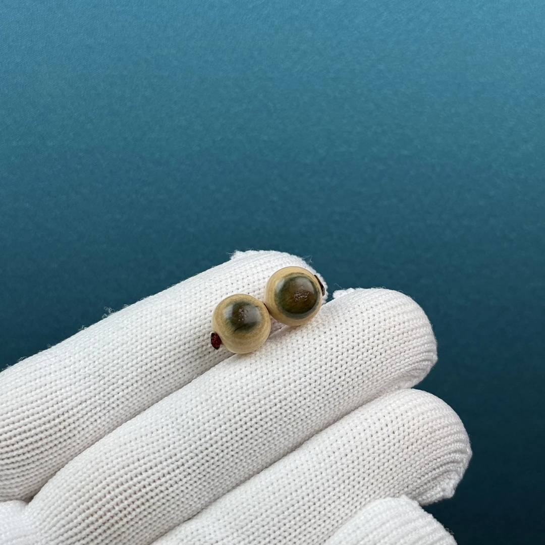 D91-46天然猛犸牙 蓝眼睛珠 9mm支持复检假一罚十