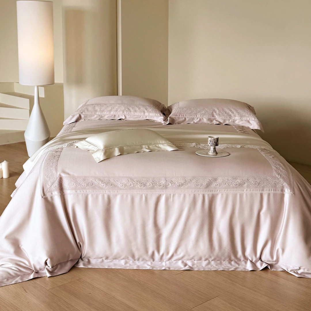 【豆爸专享】实体定制！100超细旦天丝棉色织提花水溶花边四件套丝蕴