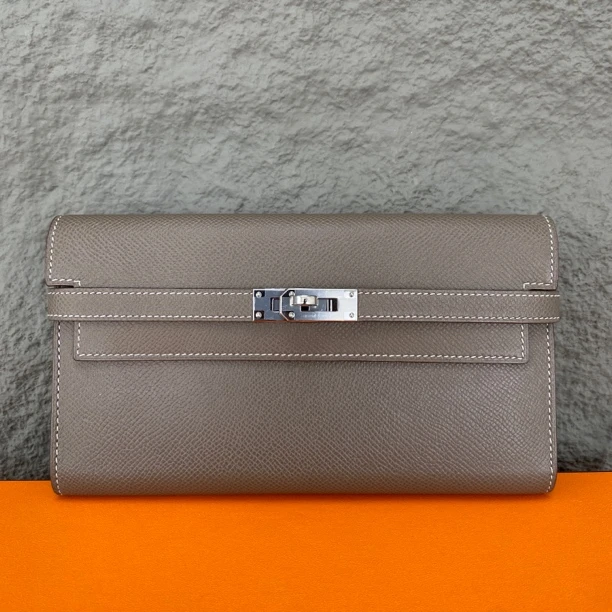 99新 Hermes/爱马仕 爱马仕大象灰kelly钱包