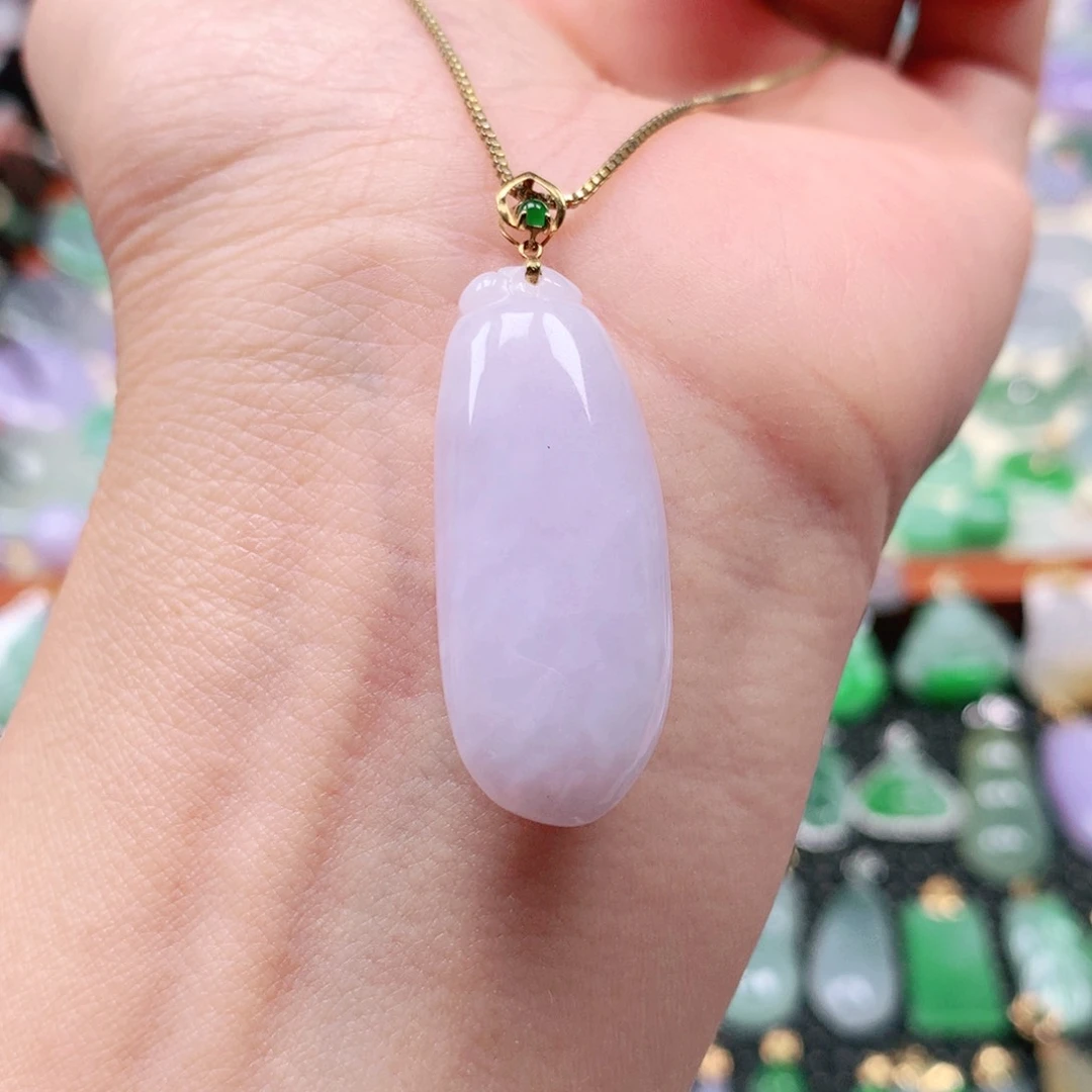 吊坠(不含链)18K金镶嵌翡翠