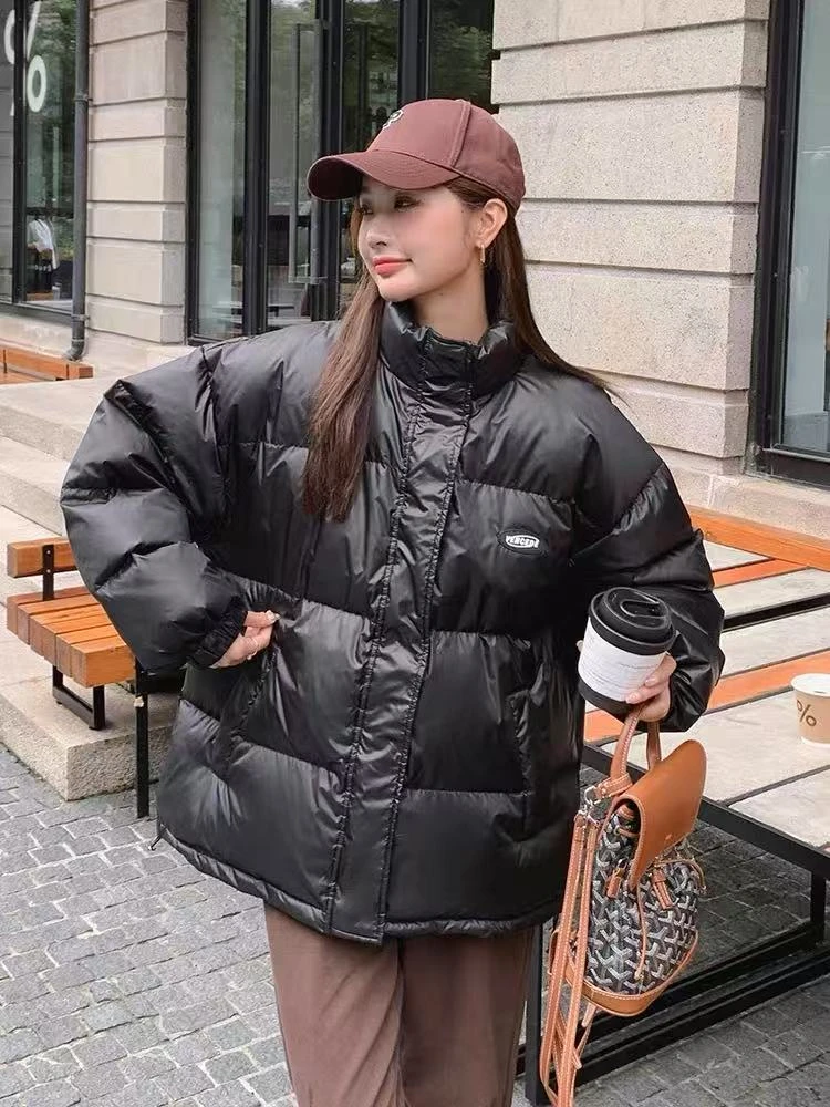 【YR】NN535新款黑色保暖外套短款时尚韩版立领