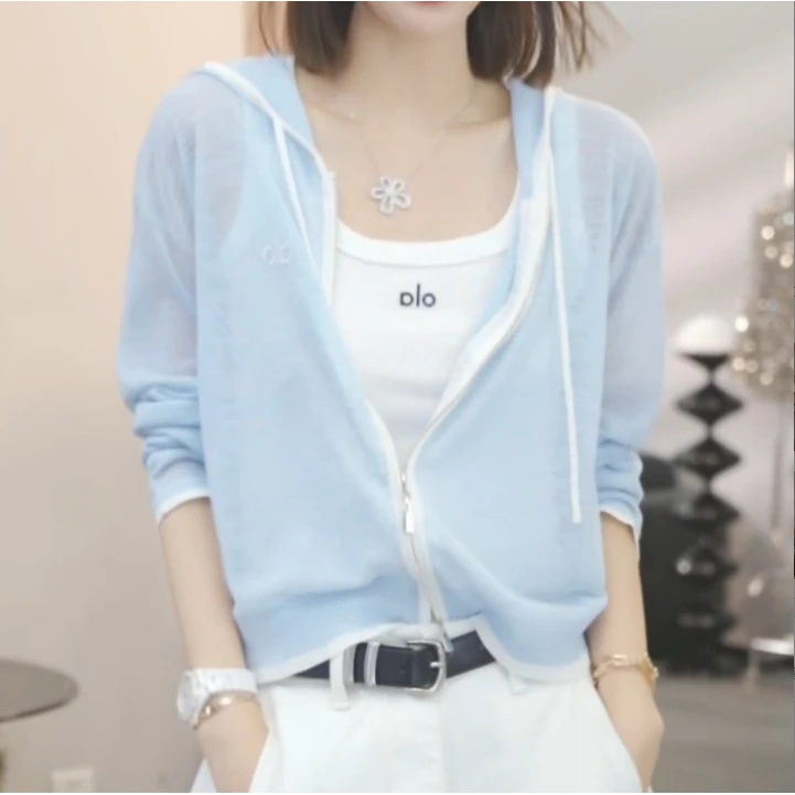 【直播爆款】2025新款洋气百搭休闲长袖修身ol连帽外套薄款外搭短款