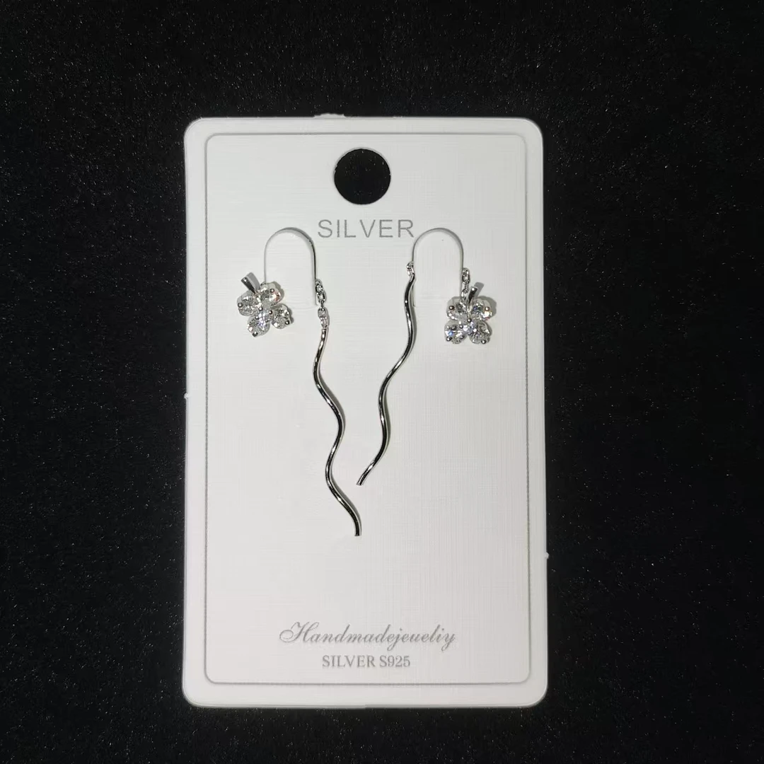 925银仿水晶耳饰 925银耳饰耳环女原创设计流苏款素款简约