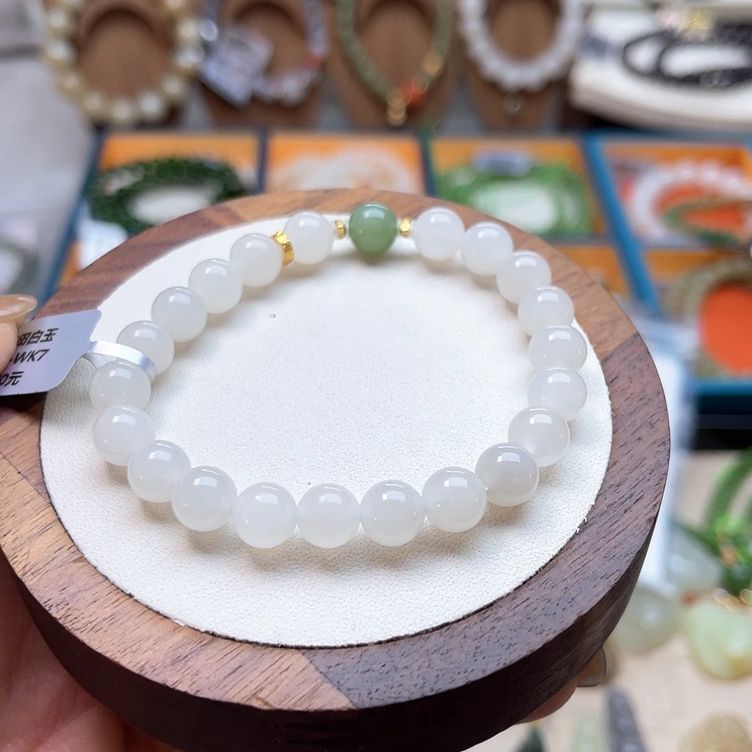 和田玉未镶嵌手串A25卡8