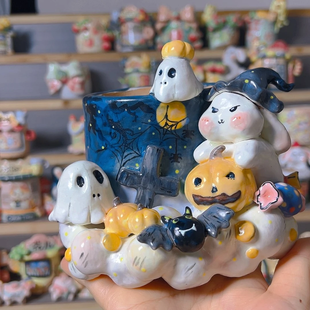 福福老梧家的纯手工多肉花盆