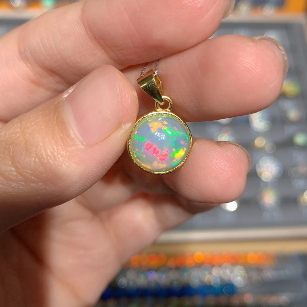 银S925镶嵌欧泊欧泊吊坠y