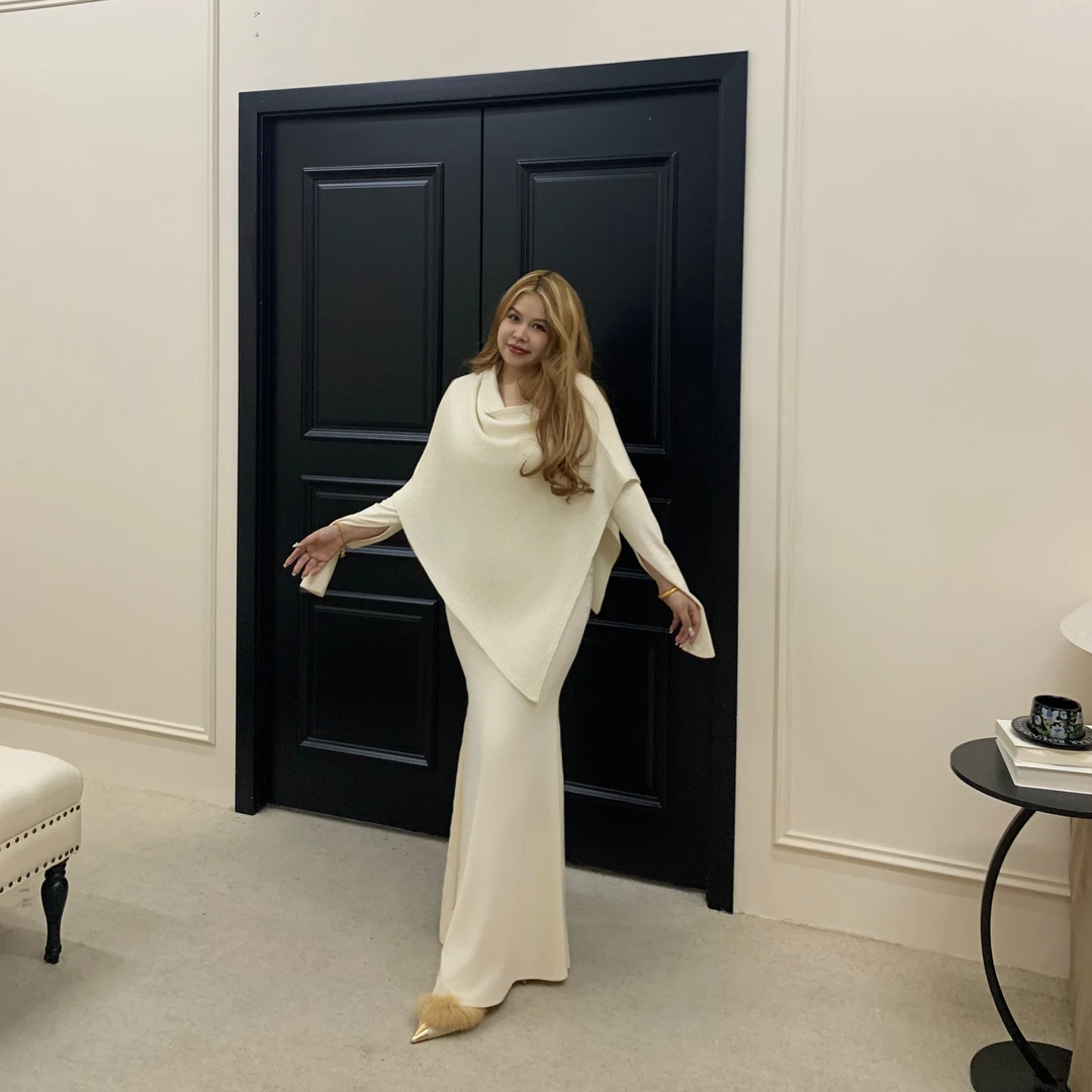 【野生荔枝】法式老钱 秋冬气质优雅遮肉显瘦斗篷+连衣裙G031+G042