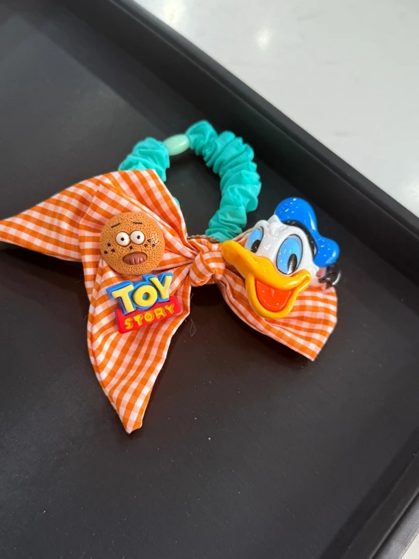 撞色蝴蝶结玩偶发绳