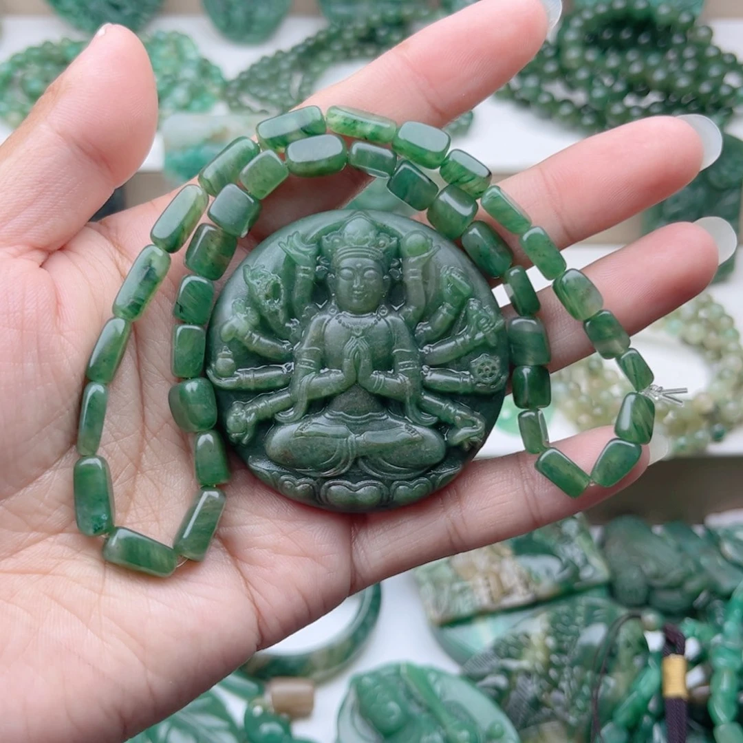 独山玉未镶嵌挂件定制赠链子加工编织雷*生