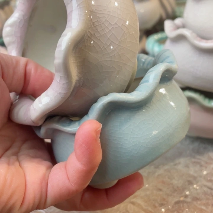 陶瓷8*5半手工花盆福利炸