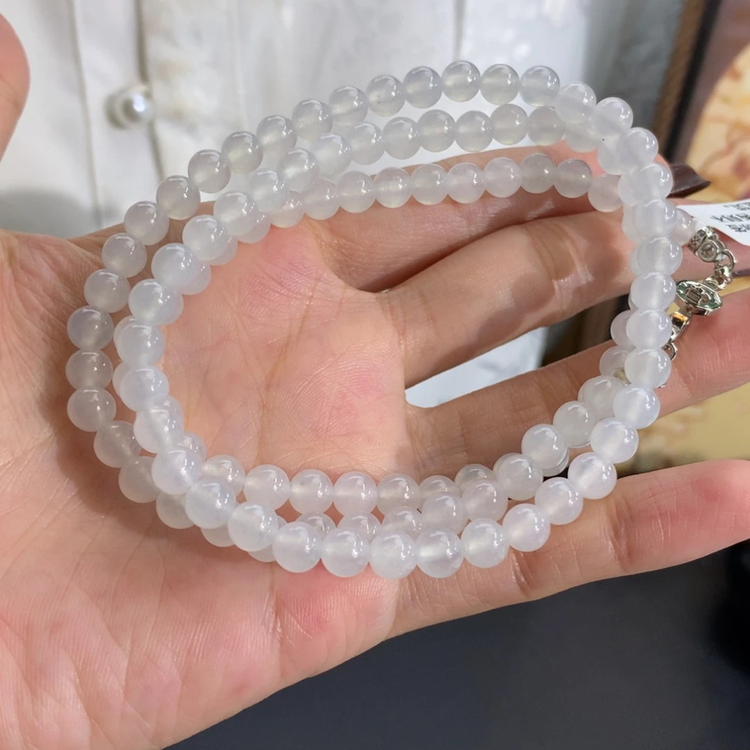 翡翠未镶嵌手串卡6冰胶白冰项链