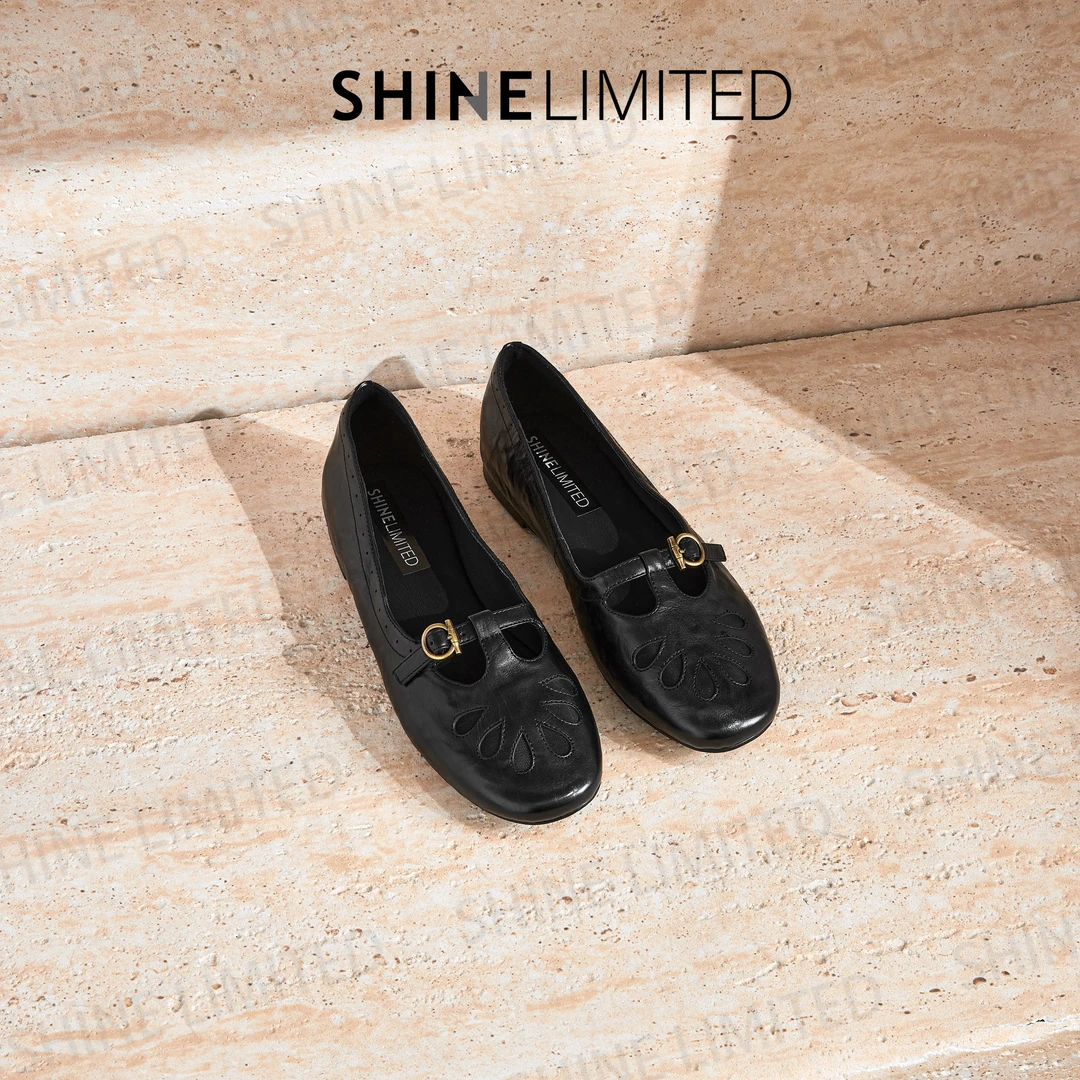 SHINELIMITED新广州手工鞋胎牛皮新款小圆头百搭真皮单鞋女G2085