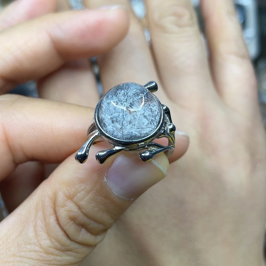 【闪购商品】银S925镶嵌珠宝半成品水晶戒指