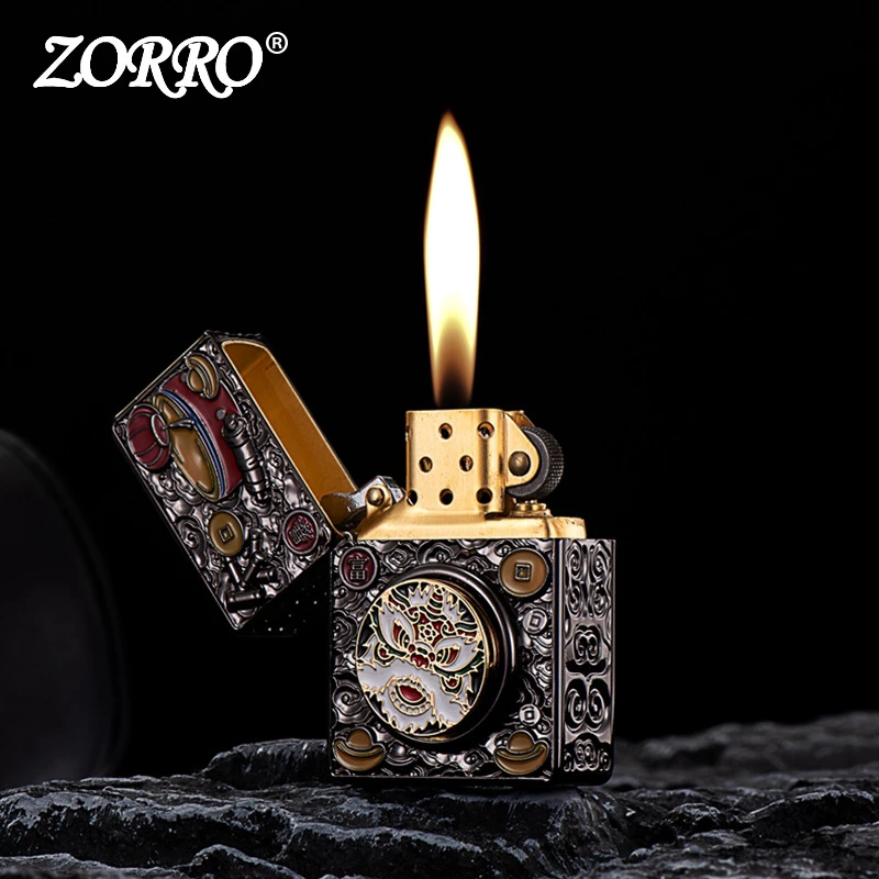 佐罗吉祥如意盔甲铜壳煤油打火机高端砂轮礼品防风打火机