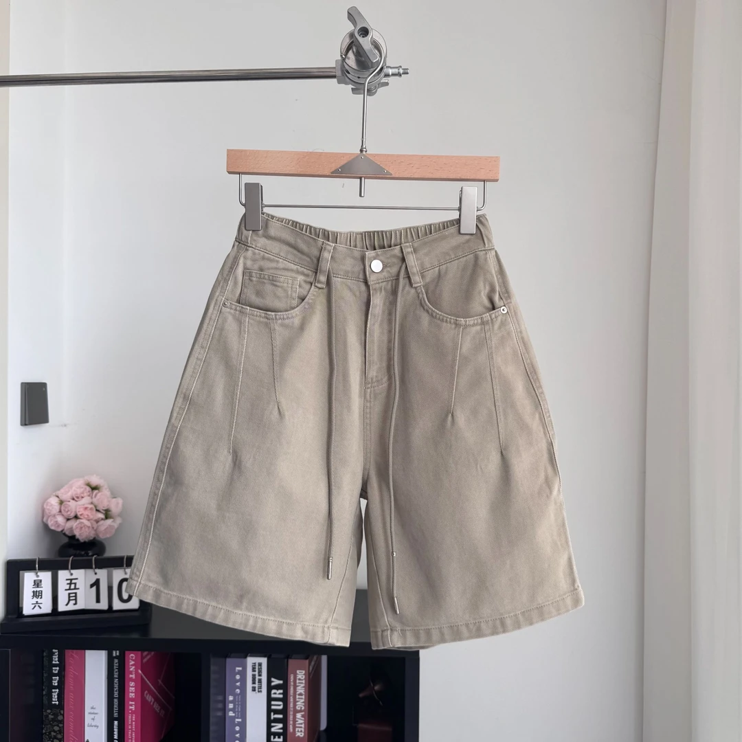 2025夏季新款男士工装ins牛仔短裤水洗复古潮流日系直筒裤