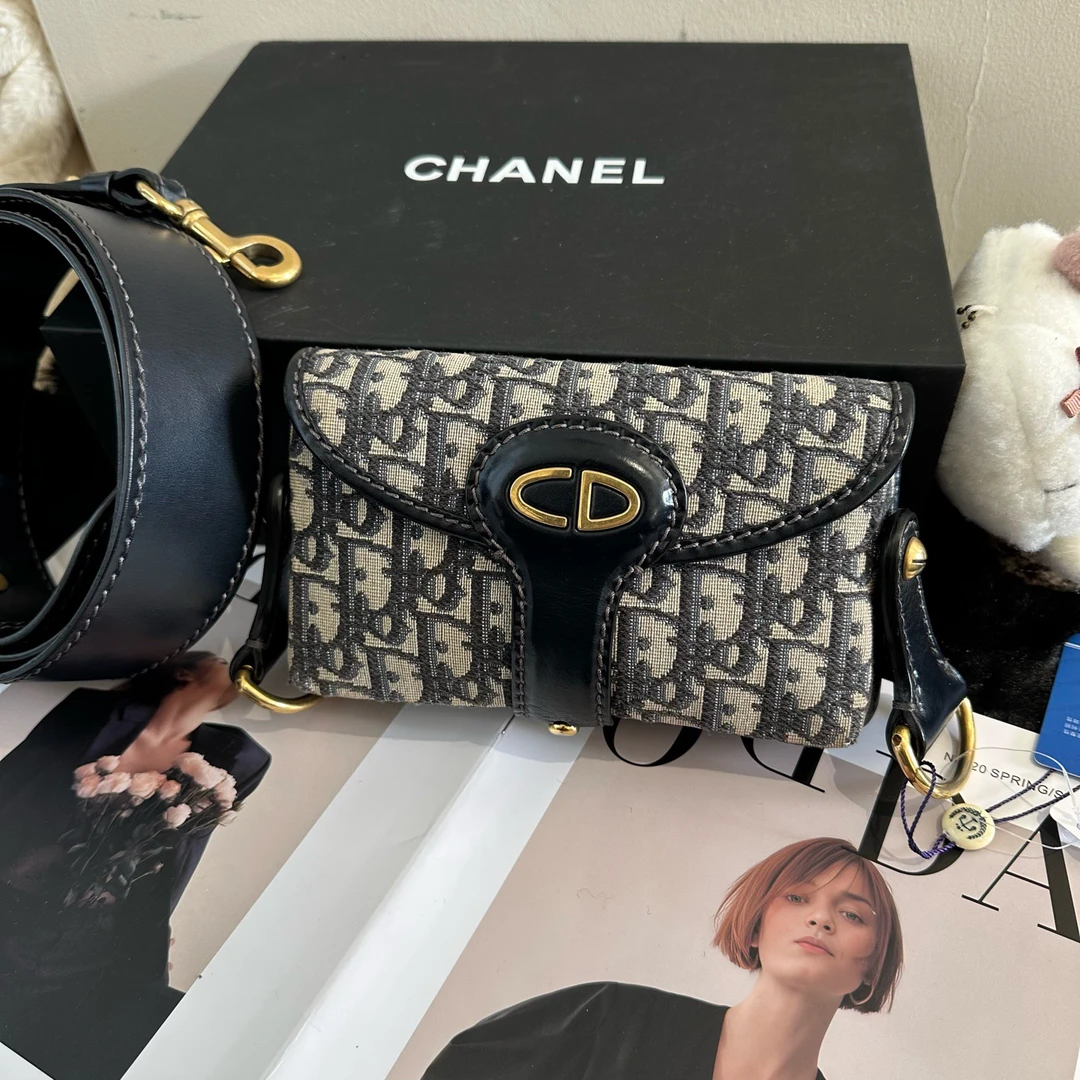 95新 DIOR/迪奥 Dior/迪奥 蓝色老花bobby斜挎包