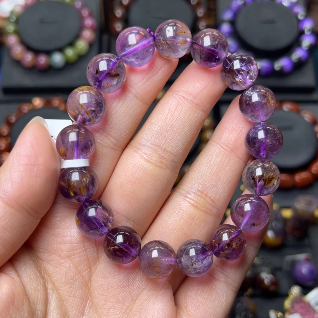 水晶未镶嵌手链极光紫钛单圈11mm