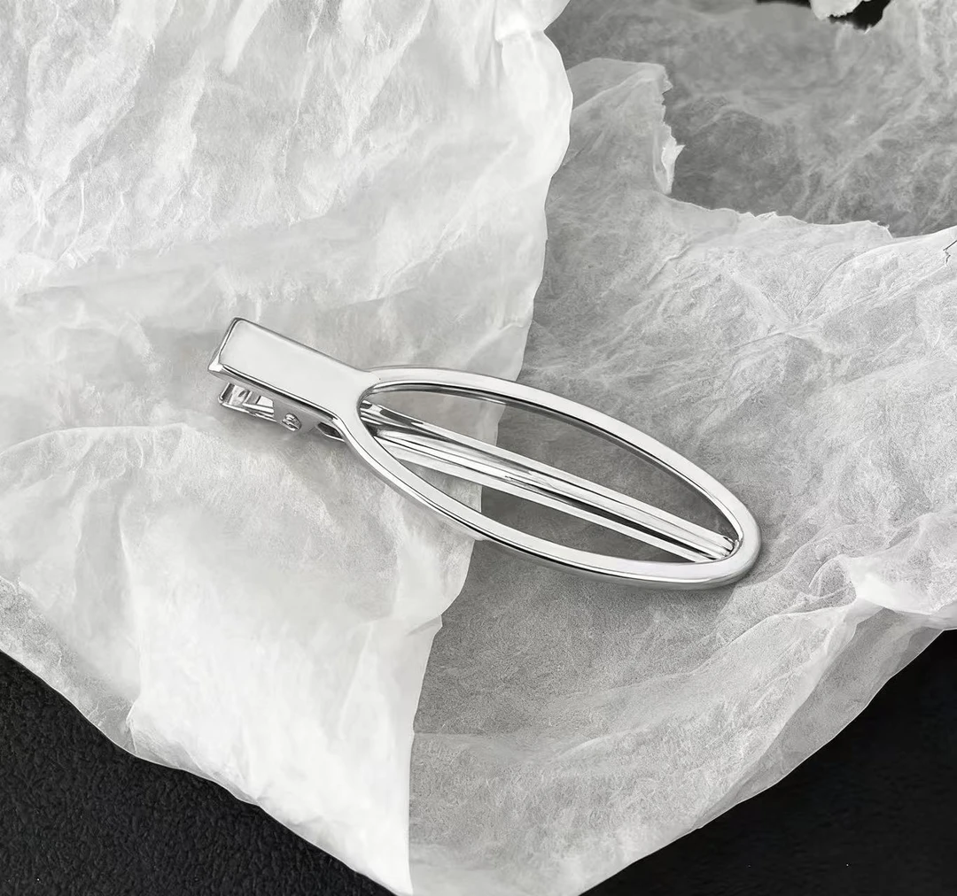 7厘米银色加厚大球拍发夹DIY材料发饰批发