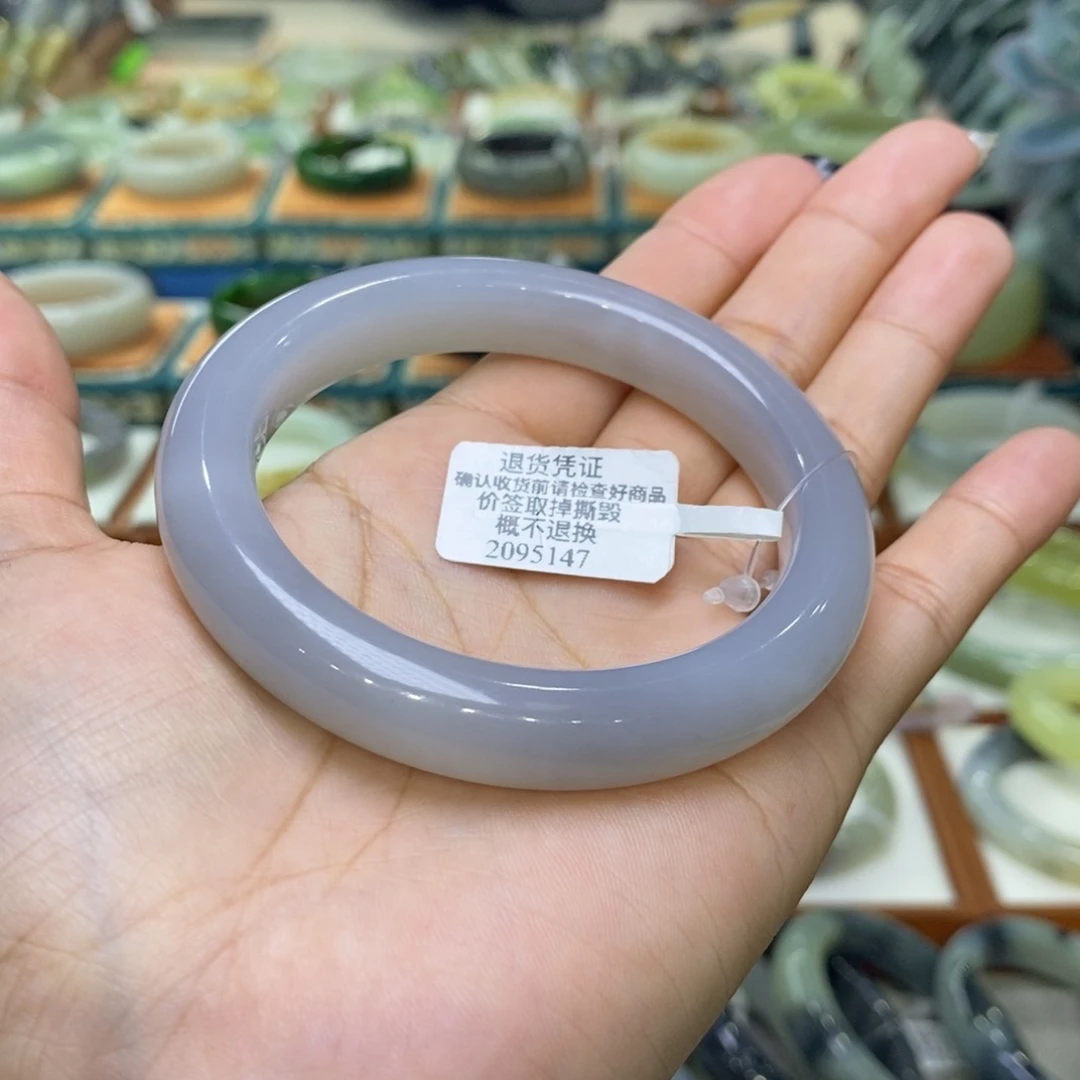 和田玉未镶嵌手镯和田玉冰底仙女紫5657