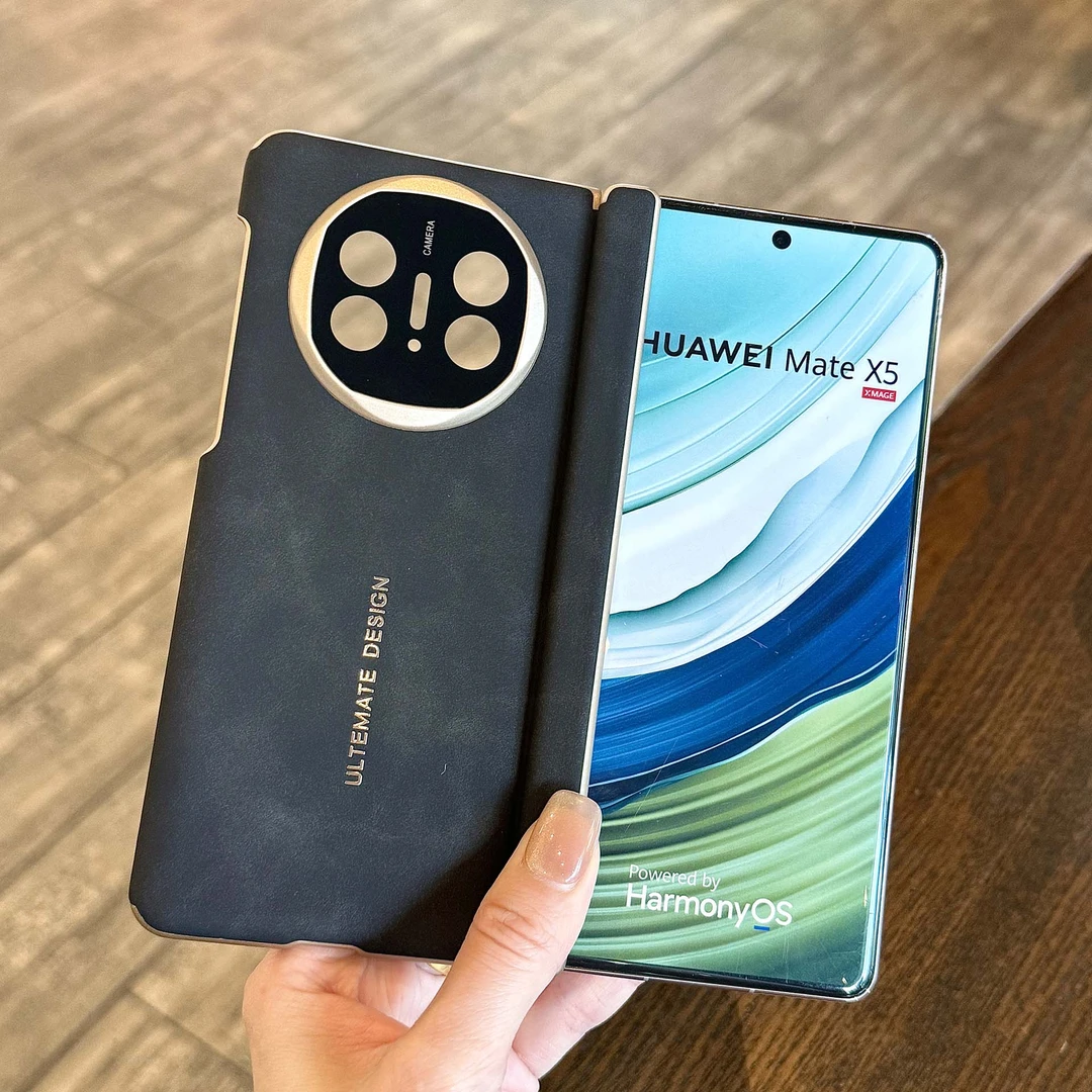 适用于华为matex5/x6手机壳mate x5新款超薄羊巴皮双中轴全包防摔