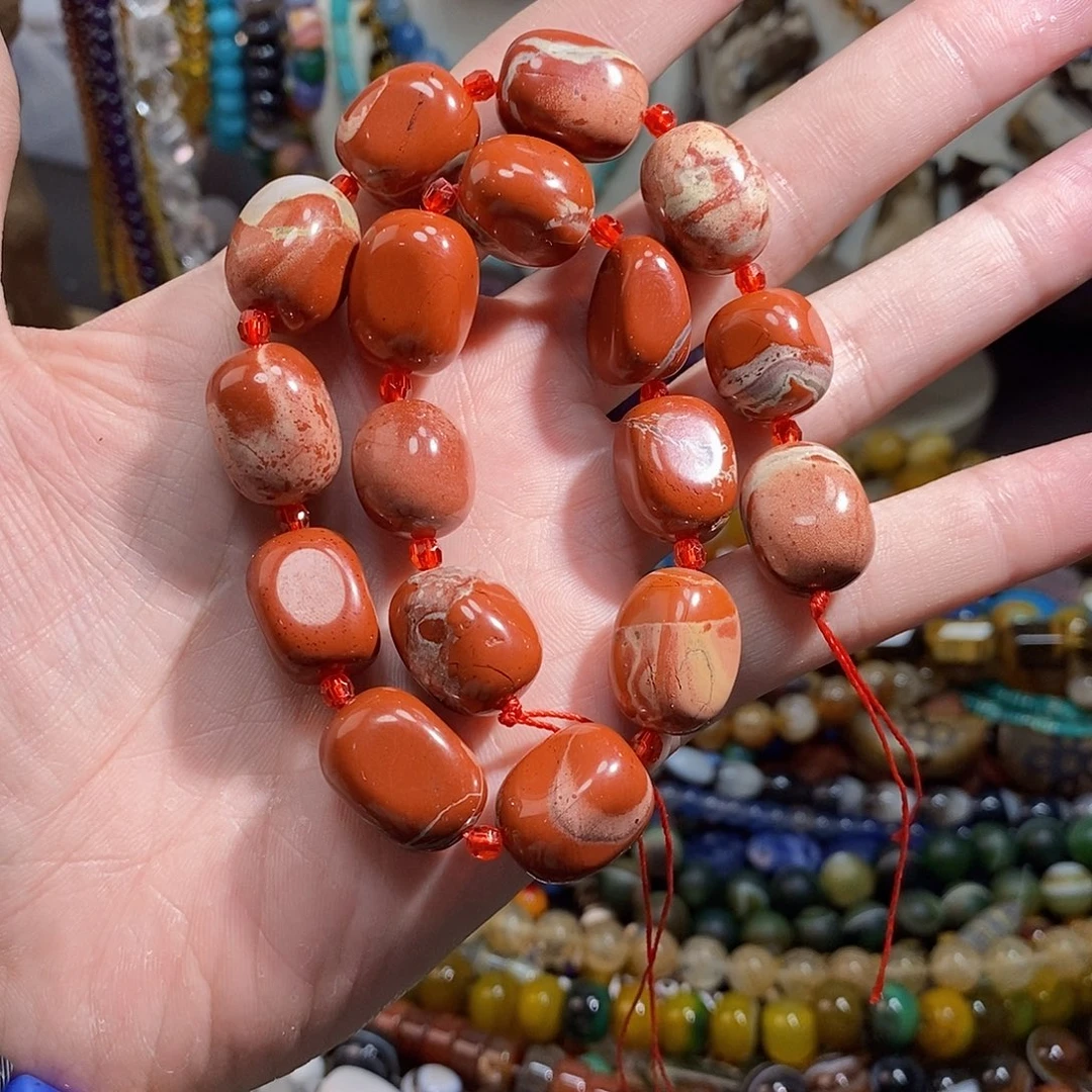 石英质玉未镶嵌，花红石随行14mm，