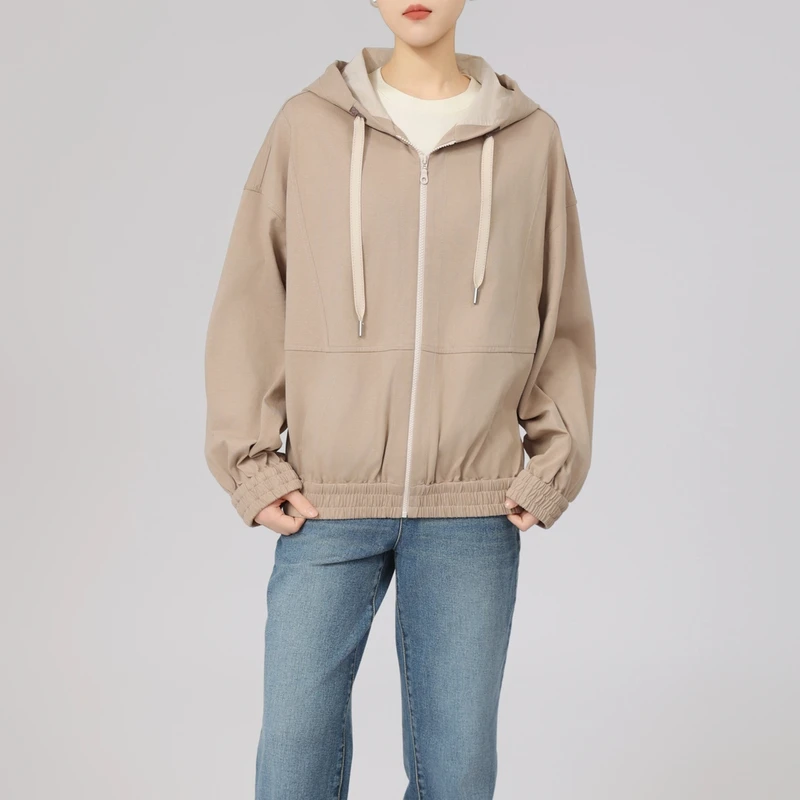 AMASS/阿玛施 冬季新款撞色上衣下摆宽松版拉链帽衫卫衣540002