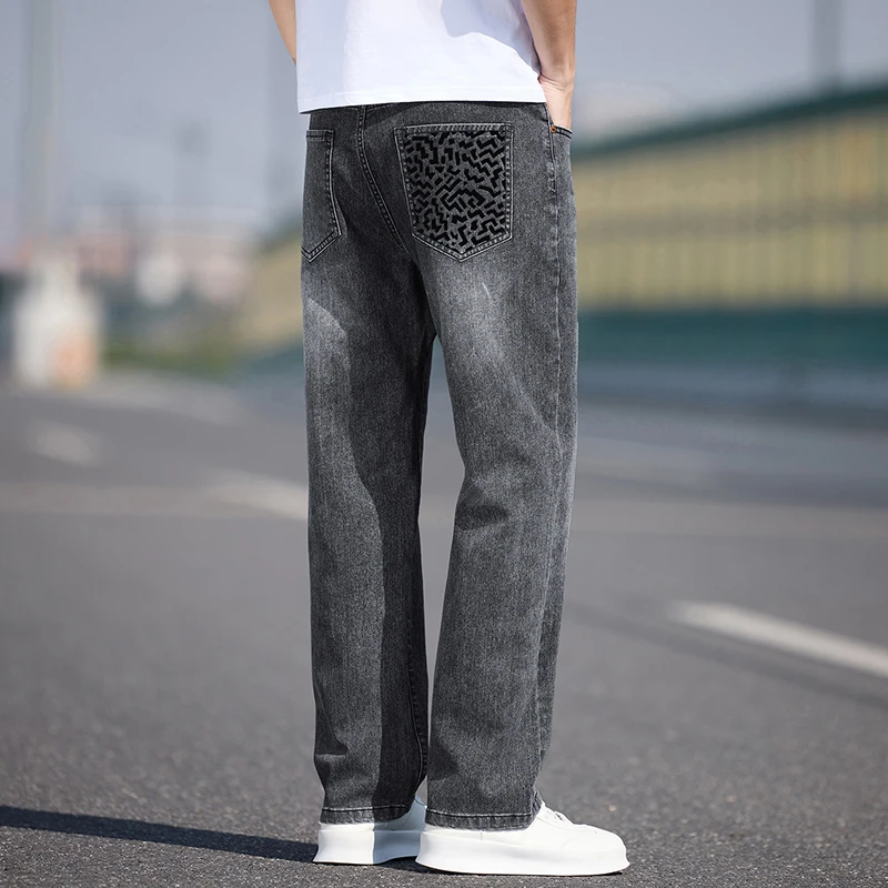 高端春季百搭纯色牛仔裤轻奢弹力修身直筒男士长裤潮流百搭时尚