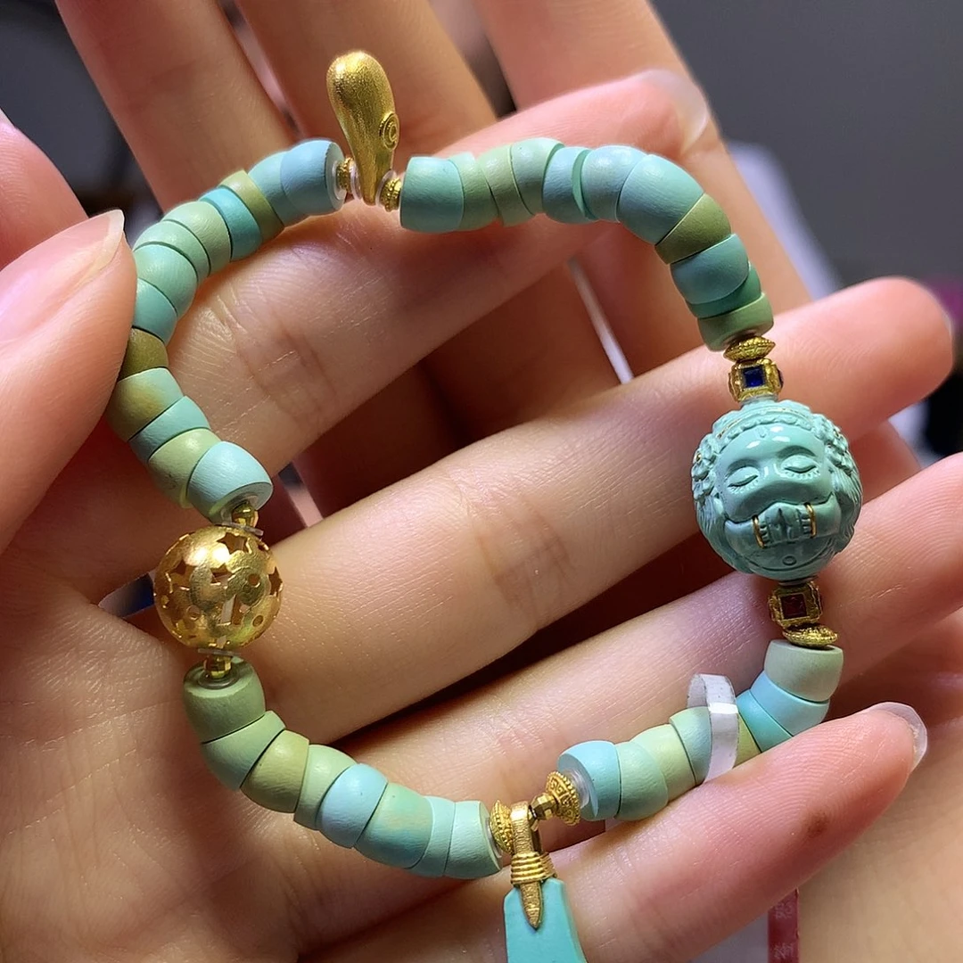 绿松石18K金镶嵌手串