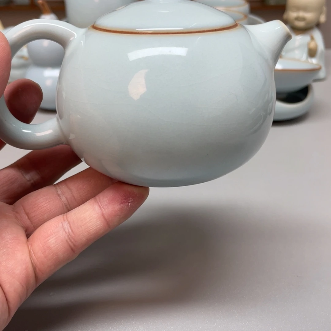 海***空瓷天青色瑕张君老师西施壶
