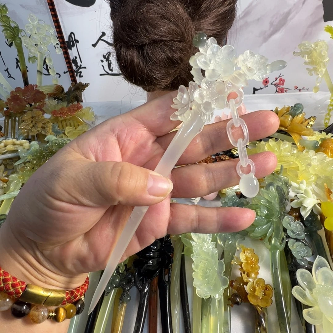 蛇纹石玉未镶嵌发饰